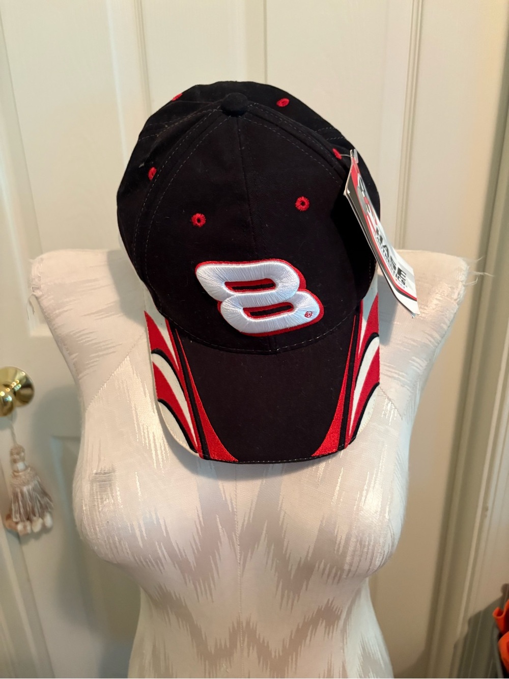 Chase Red and Black Baseball Cap with Number 8 embroidered Patch nwt
